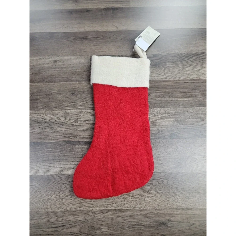 West Elm Felted Wool Christmas Stocking Puppy Dog Alex Pottery Barn Holiday NWT
